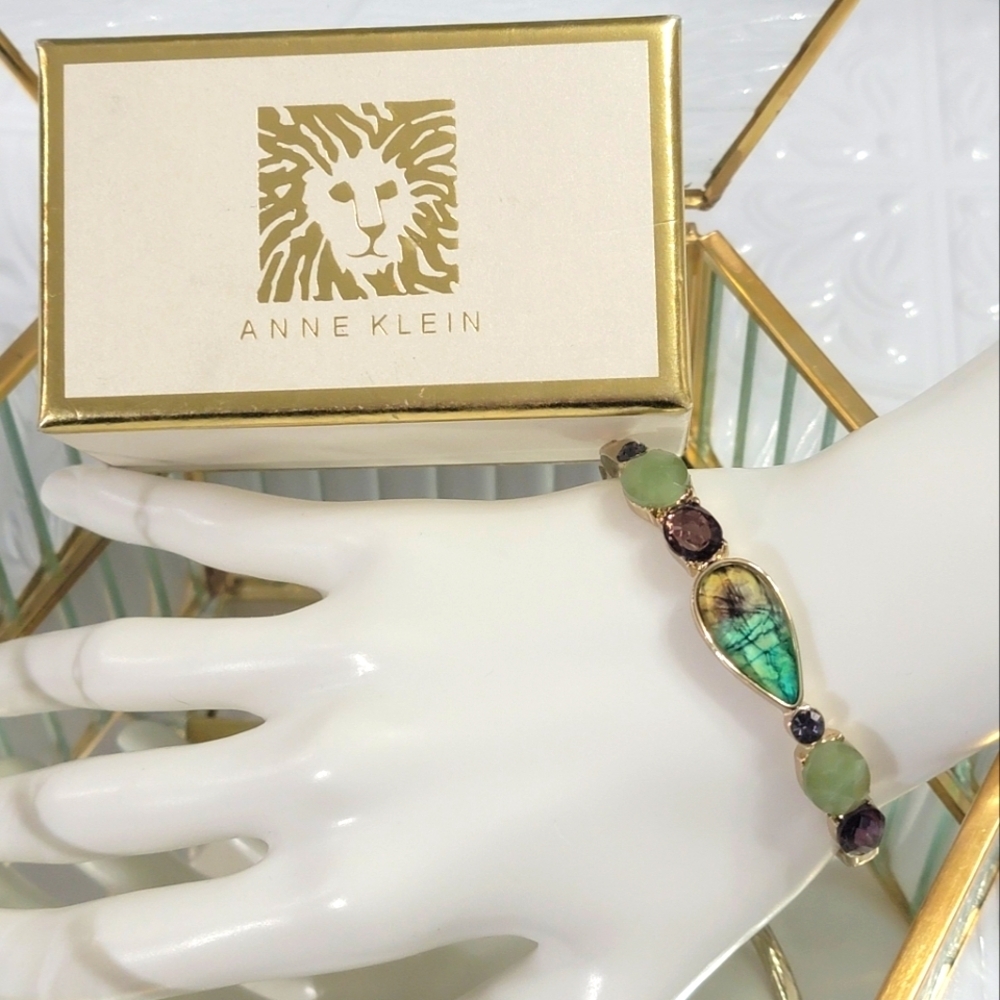 Anne Klein Multicolored Rhinestone Hinged Bracelet